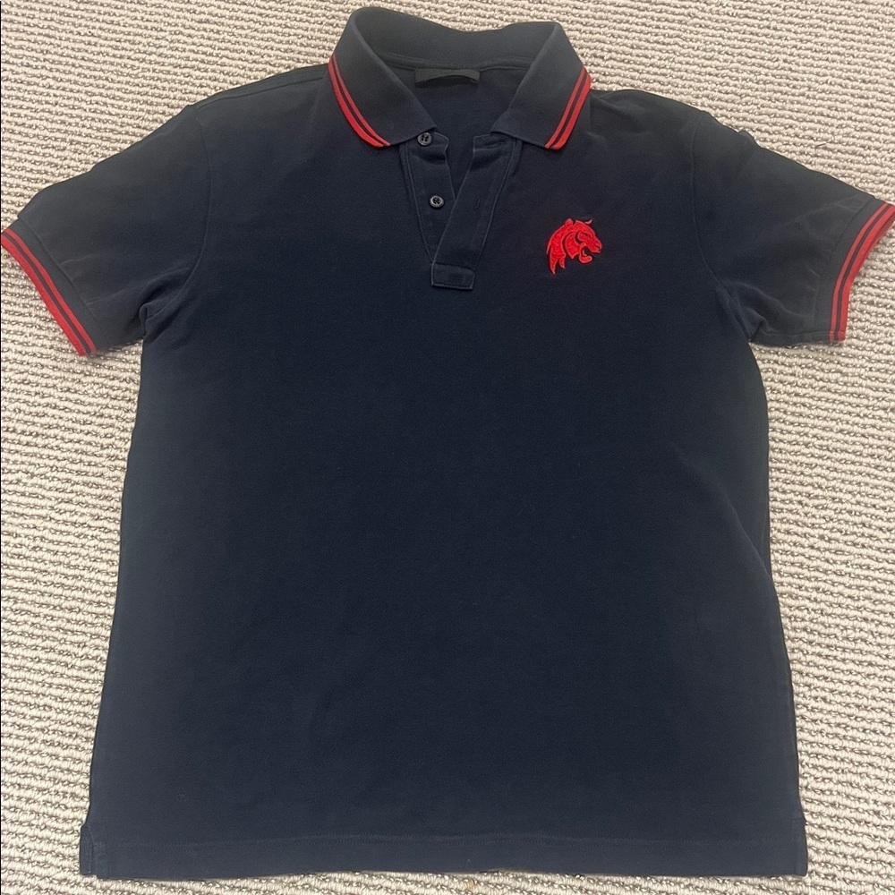 Prada Navy Polo Shirt with Red Accents